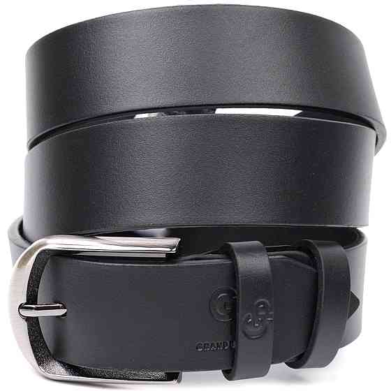 Класичний брючний пояс для чоловіків із натуральної шкіри Чорний (GRANDE PELLE) Київ