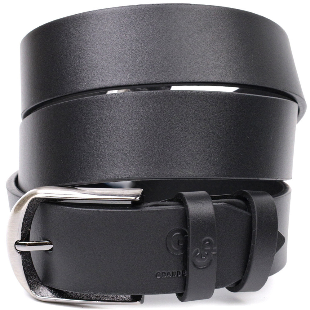 Классический брючный пояс для мужчин из натуральной кожи Черный (GRANDE PELLE) Киев - изображение 5