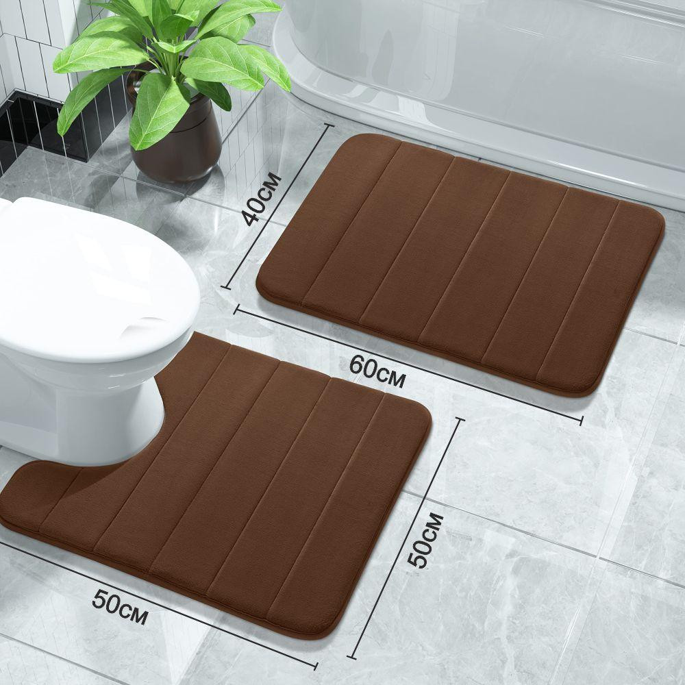 Набор 2 коврика для ванной Aquarius с эффектом памяти 40х60 см, U-образный 50х50 см Коричневый в полоску Буча - изображение 9