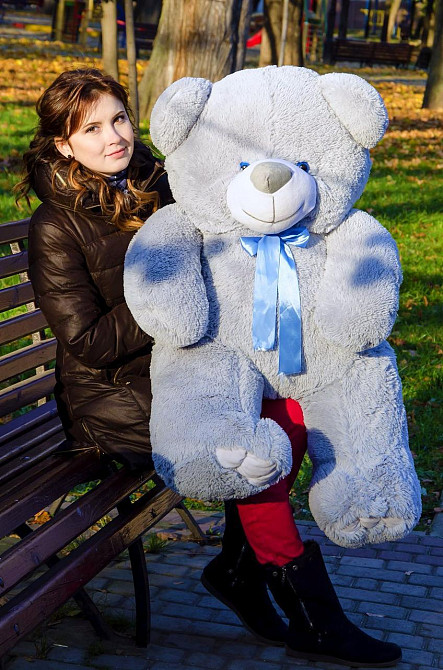 Плюшевий ведмедик М'яка іграшка Ветли 130 см Сірий Тернопіль - фото 6