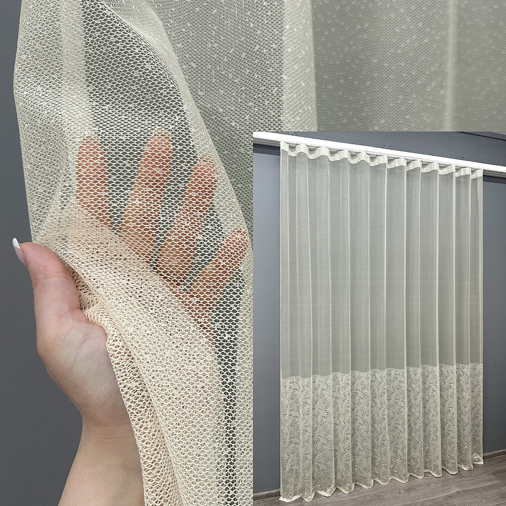 Тюль жаккард цвет молочный 1667т Киев - изображение 1