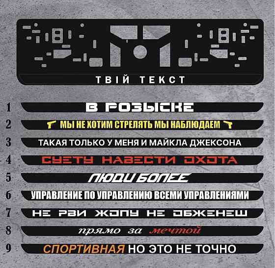 Номерные рамки с индивидуальным текстом \ никнейом Черновцы