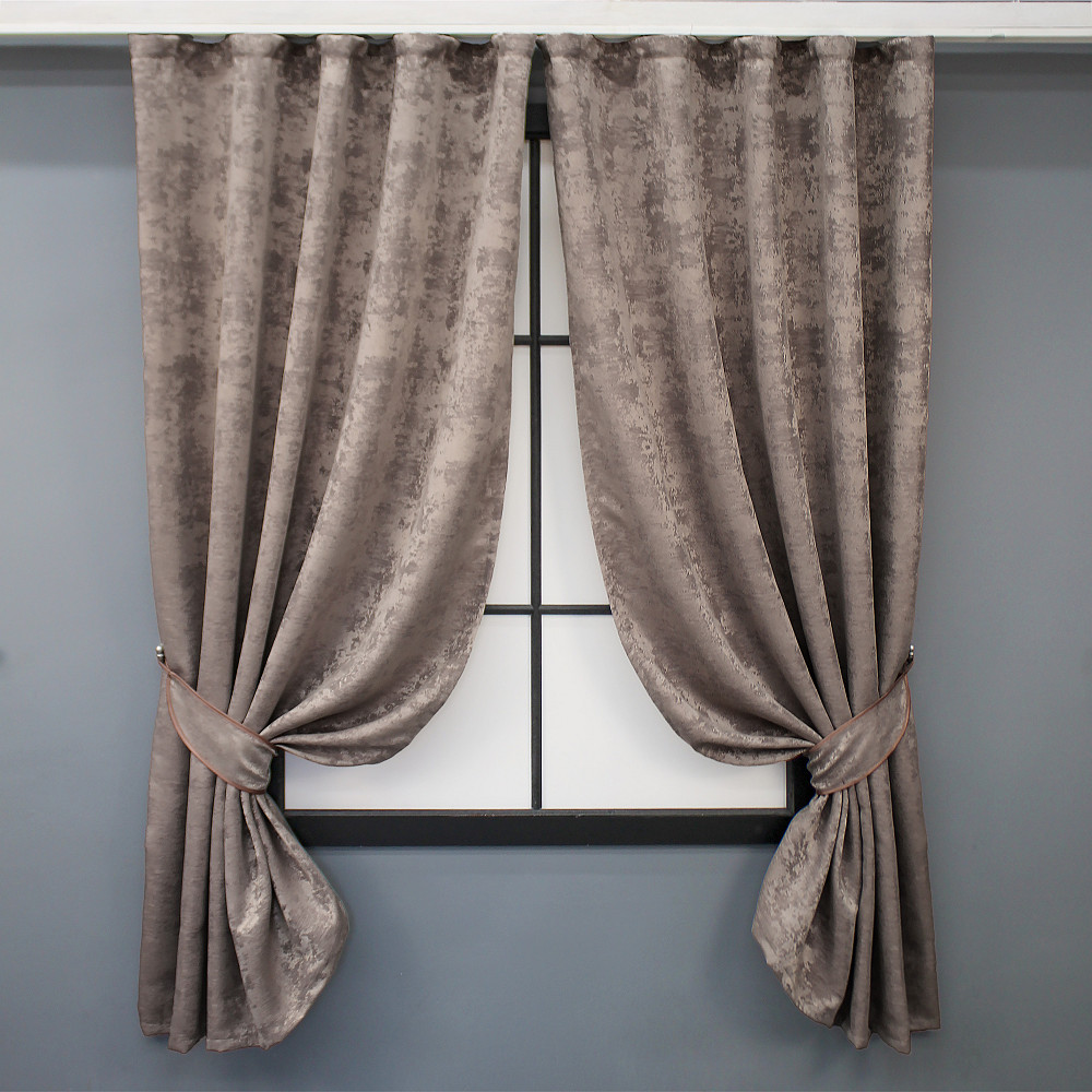 Комплект коротких штор VR-Textil Жаккард Sultan YL № 1669ш Какао 130х170 см 2 шт (35-0298) Киев - изображение 1