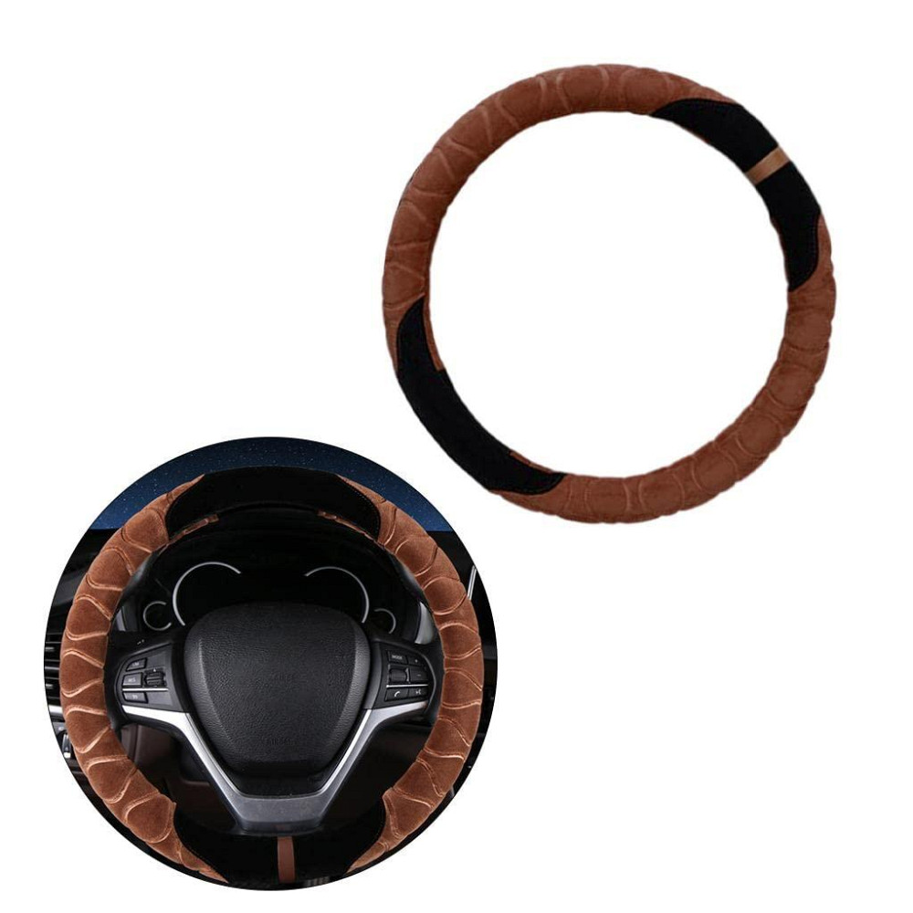 Плюшевая оплётка для руля 37 см чёрно-коричневая Киев - изображение 4