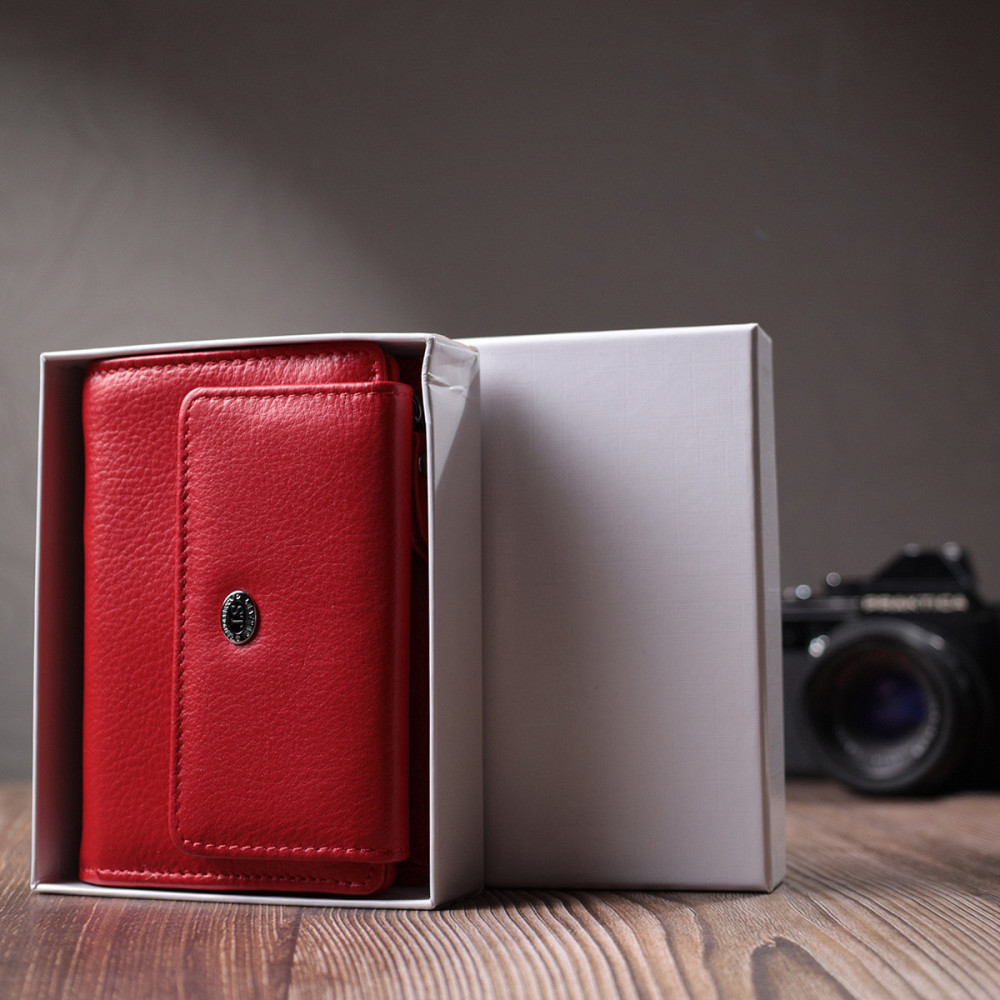 Идеальный кошелек с монетницей из натуральной кожи Красный (ST Leather) Киев - изображение 4