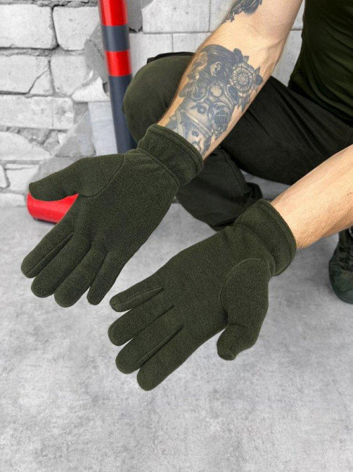 Перчатки флісові олива Одеса - фото 3