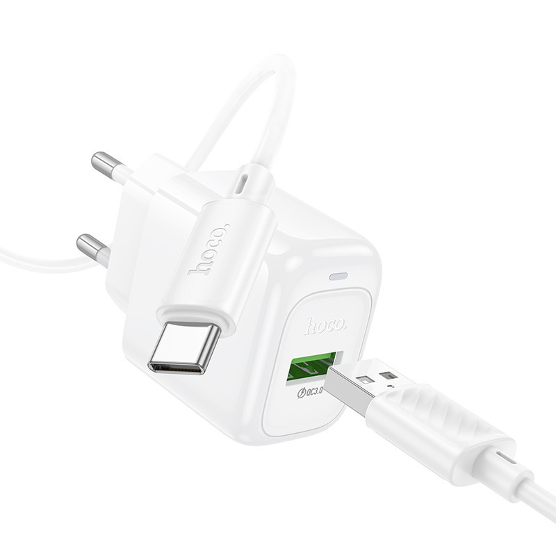 Мережевий зарядний пристрій з кабелем HOCO CS52A Surplus single-port QC3.0 charger set(Type-C) White Одеса - фото 5