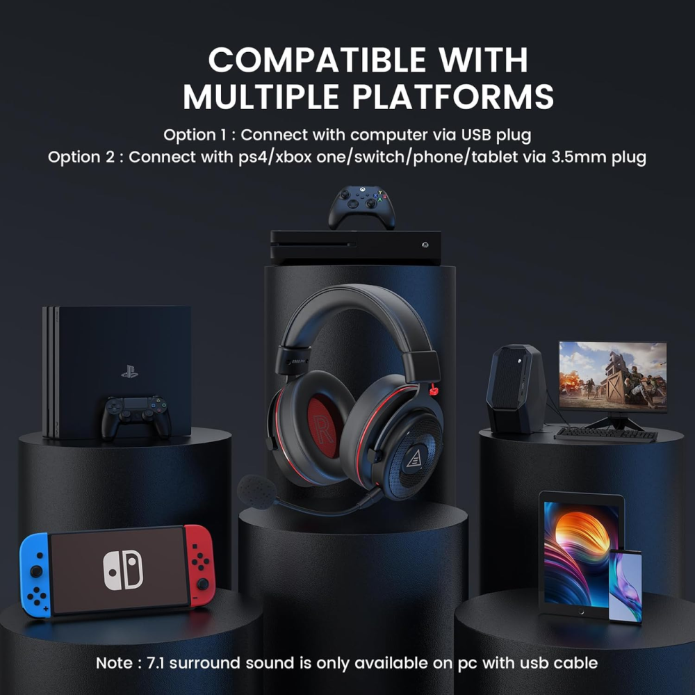 Игровая гарнитура EKSA E900 Pro 7.1 с микрофоном, 50 мм, USB/3.5 мм для ПК, PS4/PS5, Xbox, Switch Киев - изображение 9
