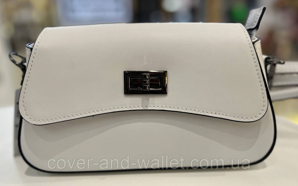 Вишукана жіноча сумочка з італійської гладкої шкіри білого кольору Virginia Conti Київ - фото 9