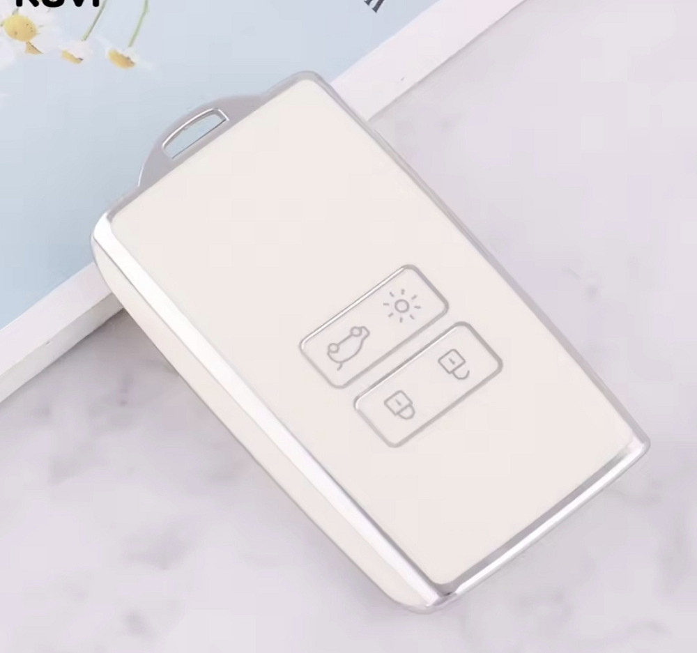 Захисний чохол для автомобільного ключа Renault Білий зі сріблом Смела - изображение 1