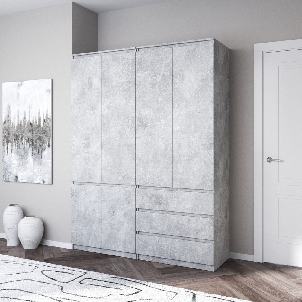 Шафа для одягу VAYS, зі штангою та полицями, комплект з 2 шаф R10+R16 Бетон Львів - фото 1