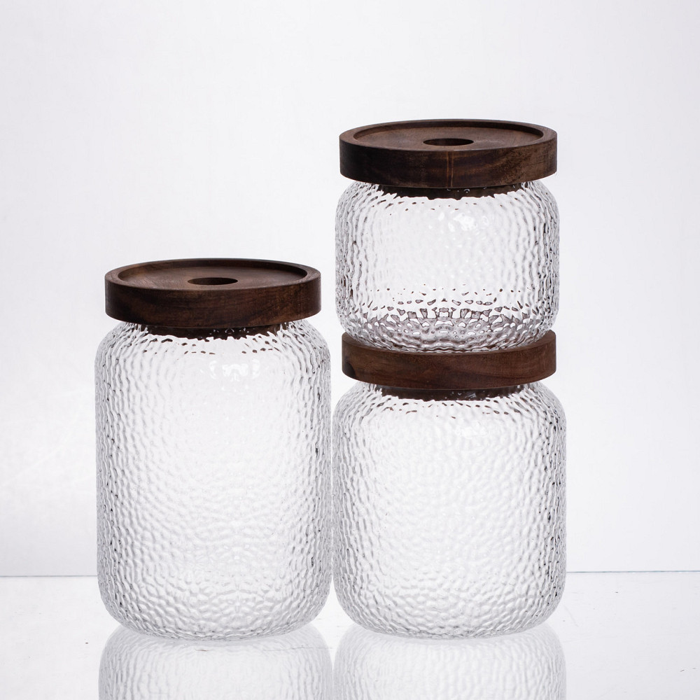 Набор банок для сыпучих продуктов с крышками из бамбука Киев - изображение 1