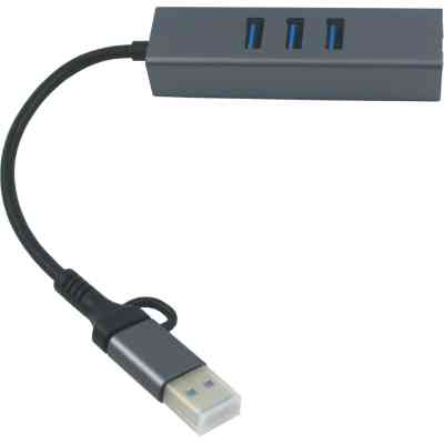 Адаптер USB 3.0 Type-C/Type-A to RJ45 Gigabit Lan, 3*USB 3.0, cable 13 cm Dynamode (DM-AD-GLAN-U3) Винница