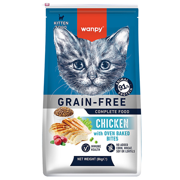 Wanpy Kitten Grain Free Chicken ВАНПІ КУРКА ДЛЯ КОШЕНЯТ сухий беззерновий корм Київ - фото 1