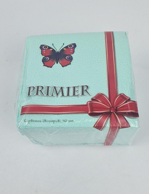 Одноразова Cалфетка 50лист Прем'єр 2-вух шарні берюза 33х33 (10 пачка) Харків - фото 1