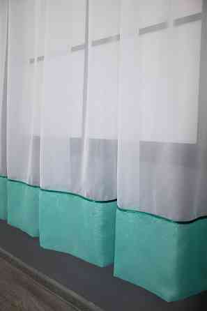 Кухонная занавеска VR-Textil № 00к белый с бирюзовым 280х170 см (59-890) Киев