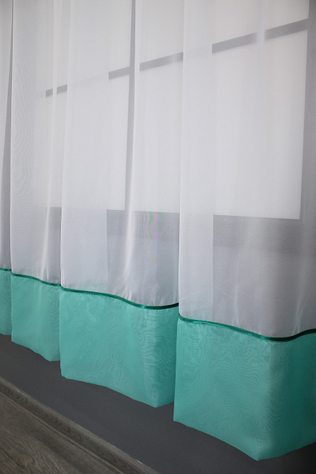 Кухонная занавеска VR-Textil № 00к белый с бирюзовым 280х170 см (59-890) Киев - изображение 5