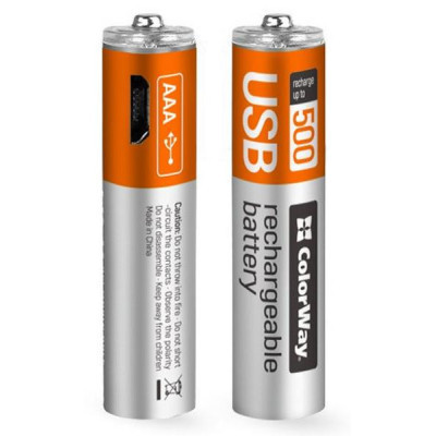 Акумулятор ColorWay AAA USB-micro 400 mAh * 2 (CW-UBAAA-01) Вінниця - фото 1