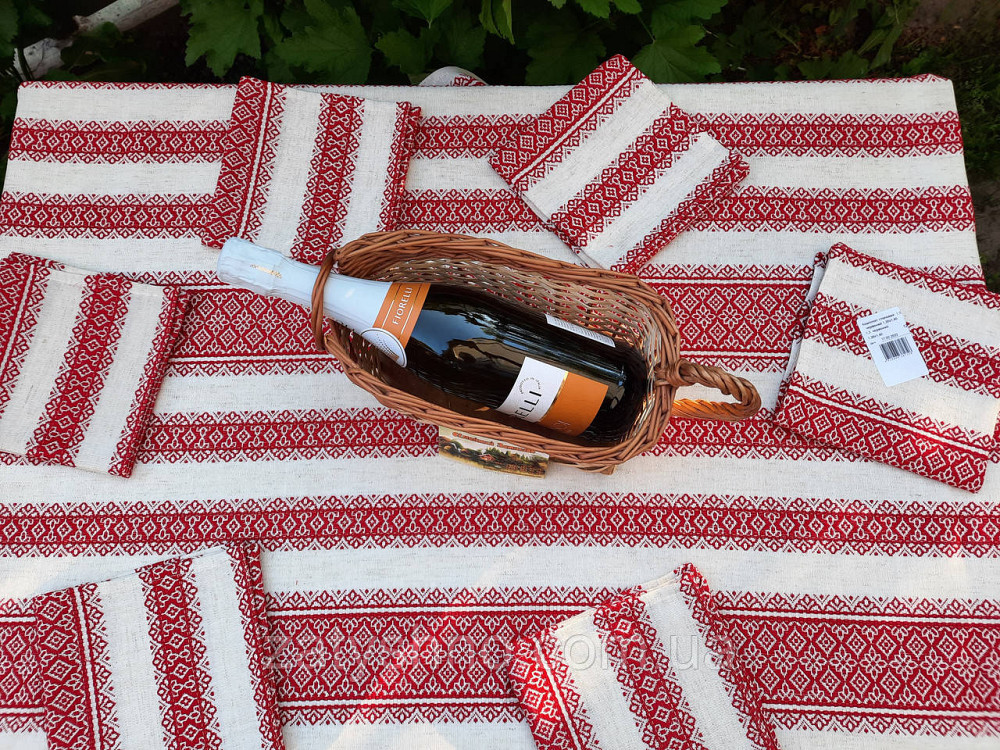 Вишита скатертина червона на хлопку в українському стилі 120*140 Киев - изображение 10