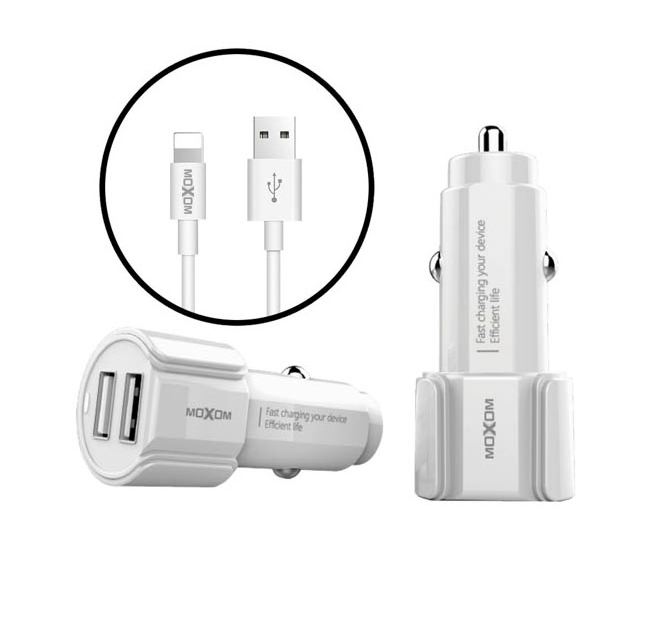 Автомобільне зарядне пристрій USB x 2 MOXOM KC-15 iPhone Дніпро - фото 2