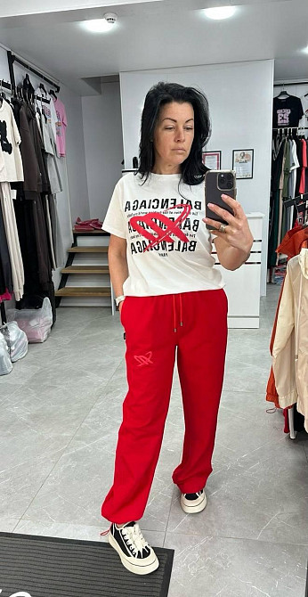 Стильний жіночий, зручний костюм двонитка пеньє + кулір Червоний, 46 Одеса - фото 1