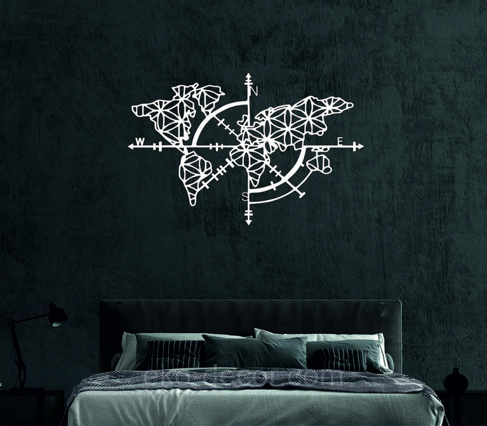 Декоративне настінне 3D Панно «Карта Компас», Декор на стіну з об'ємом Київ - фото 3