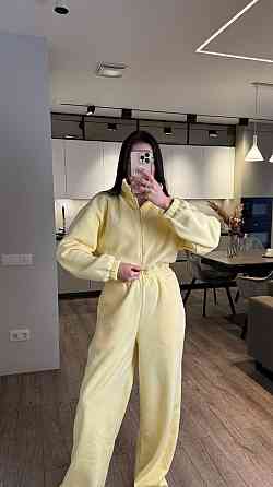 Жіночий повсякденний теплий комбінезон із флісу Лимонний Одеса