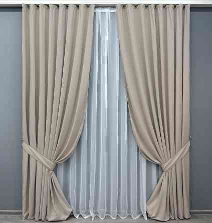 Комплект готових штор VR-Textil Мікровелюр Petek № 1828ш Таш 100х270 см 2 шт (31-0063) Київ