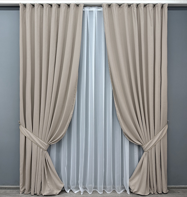 Комплект готовых штор VR-Textil Микровелюр Petek № 1828ш Таш 100х270 см 2 шт (31-0063) Киев - изображение 2