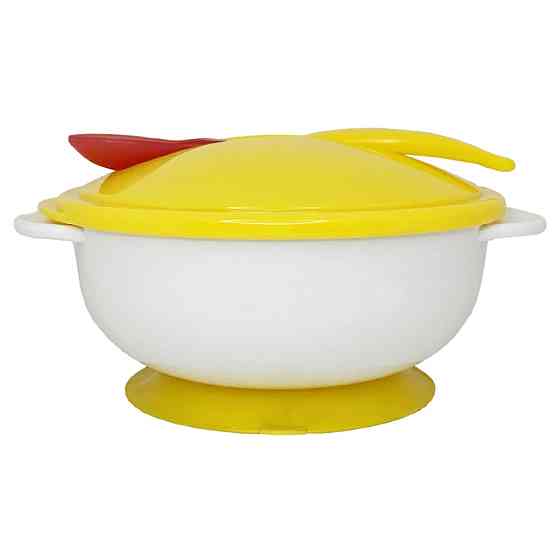 Тарілка на присосці з термоложкою та кришкою MGZ-0101(Yellow) 250 мл Вінниця