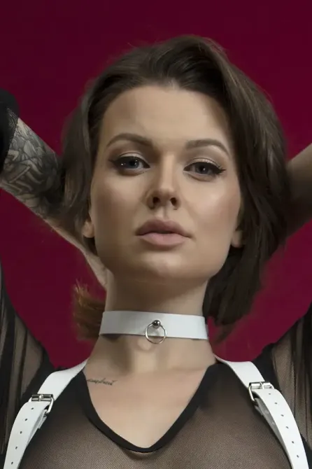 Чокер з кільцем для повідця Feral Feelings - Choker білий, натуральна шкіра Львів - фото 1