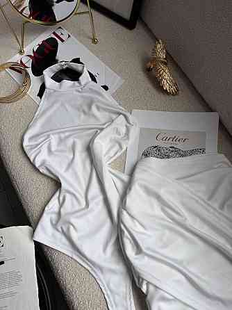 Женский стильный привлекательный костюм двойка боди + юбка микродайвинг Молочный, 42/44 Одесса