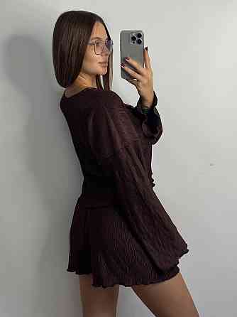 Жіночий комплект зі стрейч-плісе: кофточка та шорти Брауні M-L Харків