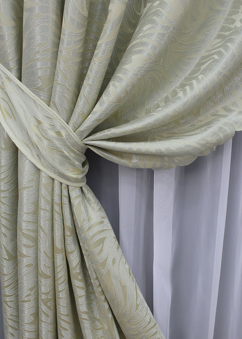 Комплект коротких штор VR-Textil Жаккард Magic № 1602ш Сатин 145х170 см 2 шт (35-0247) Киев - изображение 4