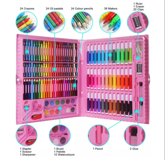 Детский художественный набор для рисования Art set на 150 предметов, маркеры, краски, карандаши, Видеообзор! Каменец-Подольский