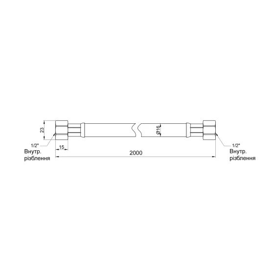 Шланг для газу Thermo Alliance Standart чорний 1/2" ВВ 200 см SD91G200 Київ