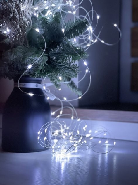 Гірлянда на батарейках роса Niki Light 10 метрів 100 лед пульт 8 режимів гірлянда від батерейок та USB  Біла Київ - фото 9