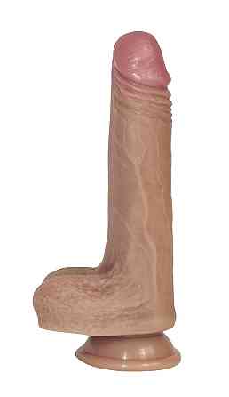 Фаллоимитатор с мошонкой на присоске, из мягкого двухслойного силикона OYO - Dildo Double Layer Silicone YQW-017 (длина 18 см, Sex Киев