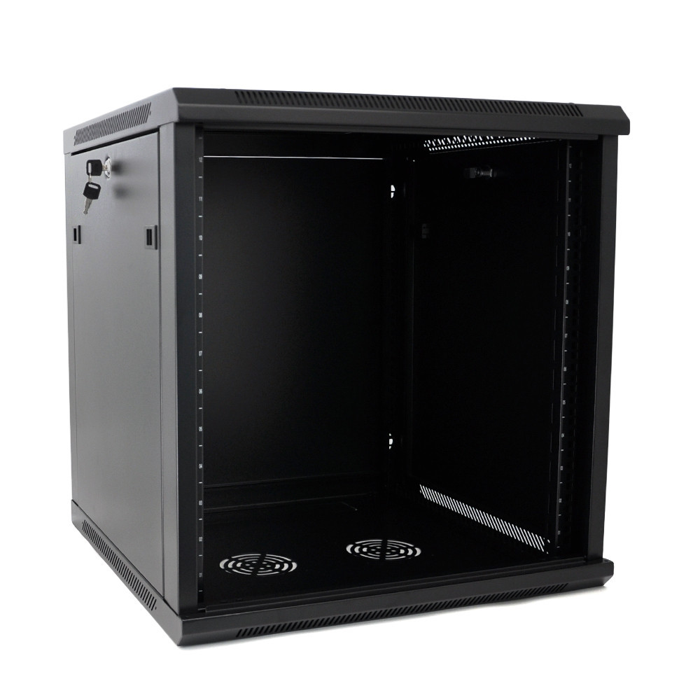 Шкаф Merlion 12U, 600*600*634 (Ш*Г*В) мм закаленное стекло, черная, сталь 1,2,мм с замком Киев - изображение 7