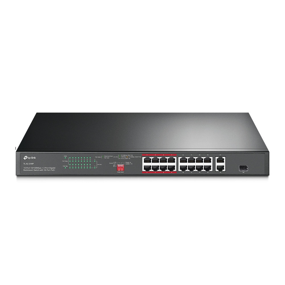 Комутатор TPLink TLSL1218P (16xFE PoE+, 2xGE, 1xCombo SFP, max PoE 150 W) стійковий Харків - фото 1