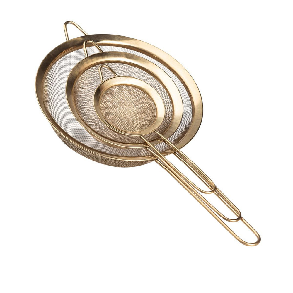 Набор ситечек 3 штуки для чая круп и муки 8,14 и 20 см  из нержавеющей стали Золотистый HP-19-21 Киев - изображение 3