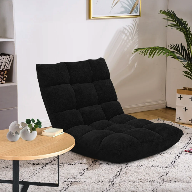 Крісло Costway Tiktok підлогове з регульованою спинкою чорний Киев - изображение 3