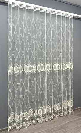 Тюль VR-Textil 1850т Фатин с вышивкой и люрексом Молочный 300х270 см (40-200) Киев