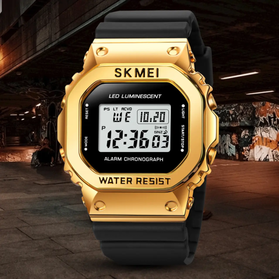 Чоловічий наручний спортивний годинник Skmei 1851 Золотистий Київ
