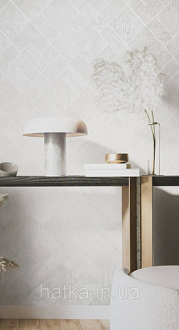 Шпалери вінілові на флізеліні Ritus Marburg метрові геометрія під плитку структурні білі з глянцем Київ - фото 1