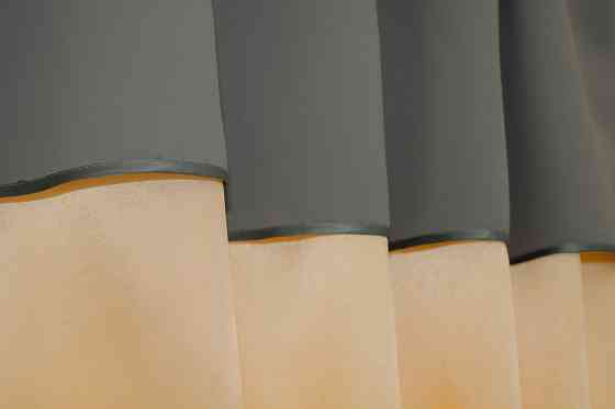 Кухонные шторы VR-Textil № 073к с ламбрекеном и подхватами персиковый с графитовым 270х170 см (52-0192) Киев