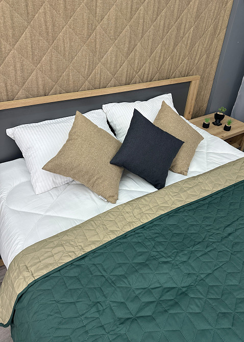 Покривало двостороннє Decorator Microfiber куб 215x240 см зелений з сірим (85-114) Київ - фото 7