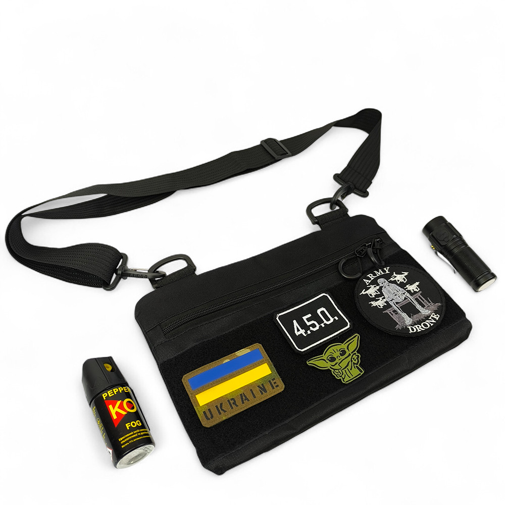 Молодежная тактическая сумка для патчей на плечо с 4 карманами black YC-83 Львов - изображение 9