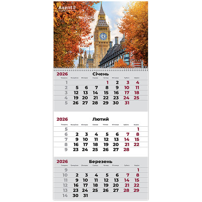 Календар Axent настінний квартальний на 2026 р. Architecture 2 (8801-26-11-A) Вінниця - фото 1