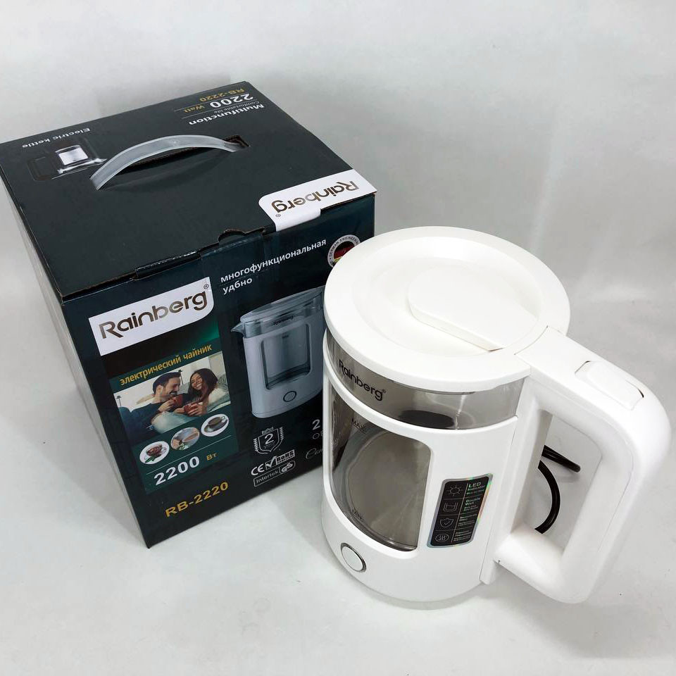Потужний кухонний чайник Rainberg, Хороший електричний чайник скляний електричний QT-41 Львів - фото 4